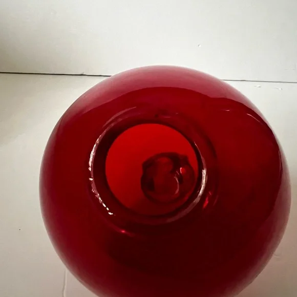 Vintage Red Art Glass Ball Ornament - Picture 6 of 6
